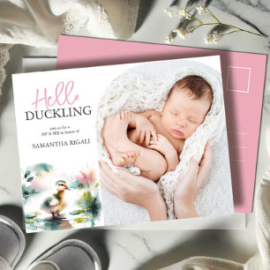 Duckling-inbjudningar Sip och se Baby Shower Girl Helg Vykort