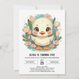 Duckling Modern Birthday Inbjudningar