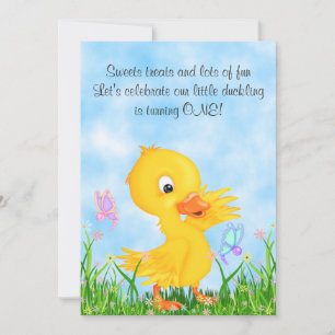 Duckling och Butterflies 1:a födelsedagsinbjudan Inbjudningar