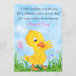 Duckling och Butterflies Baby Shower Inbjudan Girl