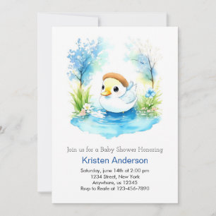 Duckling Watercolor WildblommBoy Shower Inbjudningar