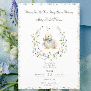 Duckling Wildbloms Blommigt Baby Shower-inbjudan Inbjudningar
