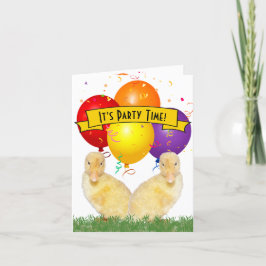 Ducklings Colorful Balloons Children's Birthday Inbjudan