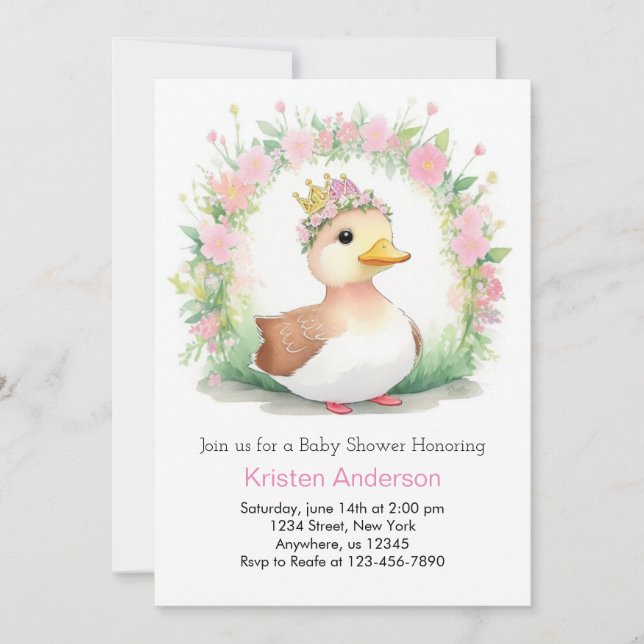 Ducklings in Bloom Girl Baby Shower Inbjudningar (Framsida)