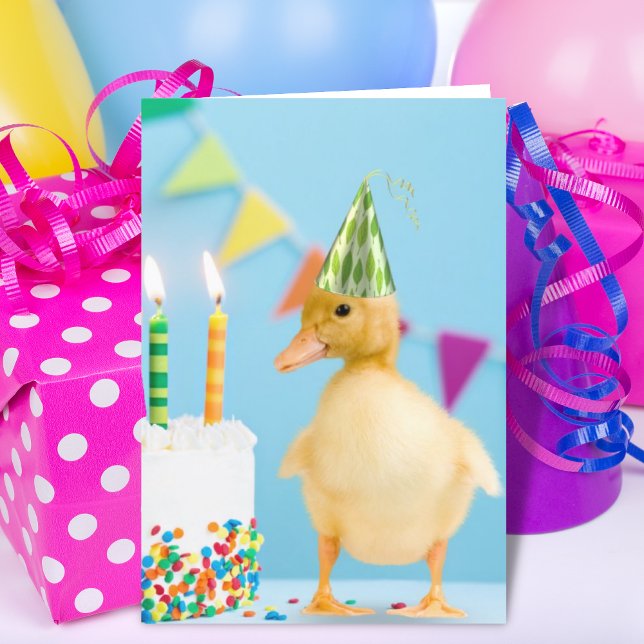 Duckning med Party Hat och kummelns födelsedagskor Kort (Skapare uppladdad)