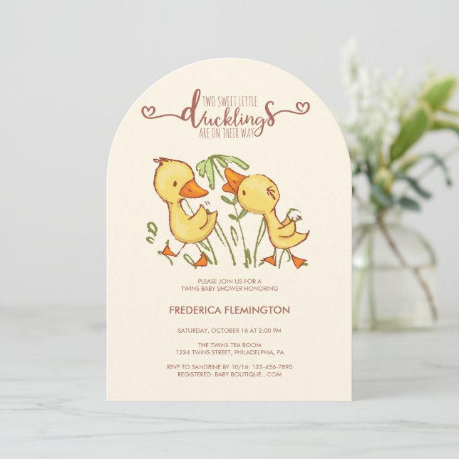 Duckning Twillingars Baby Shower-inbjudan Inbjudningar (Stående Fram)