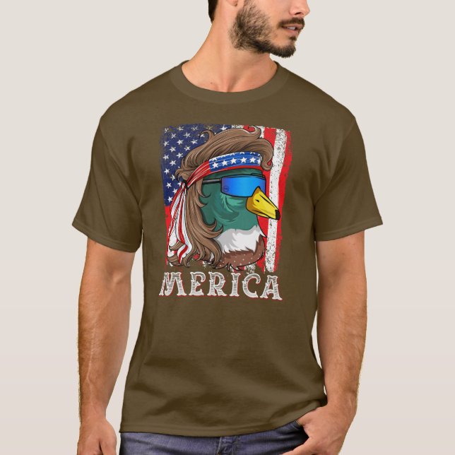 Duckohol Mallard Anka American Flagga Waterfowl T Shirt (Framsida)