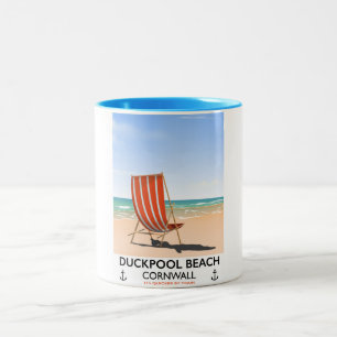 Duckpool Beach Cornwall-reseaffisch Två-Tonad Mugg