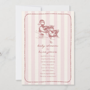 Ducks Woodland Doodle Rosa Bebis Shower Inbjudningar