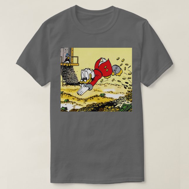 DuckTales Scrooge McDuck Swimming i Pengarar T Shirt (Design framsida)