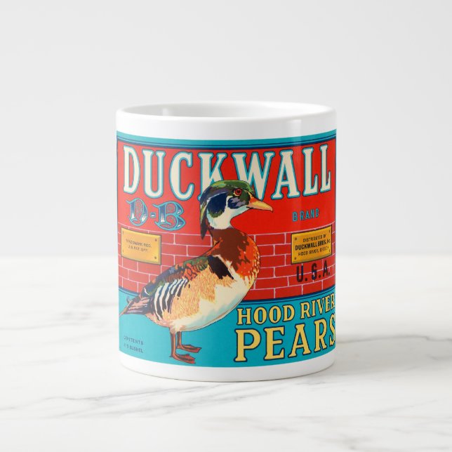 Duckwall Huva River Pears Vintage Låda Label Jumbo Mugg (Framsidan)