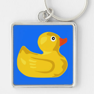 Ducky anka fyrkantig silverfärgad nyckelring