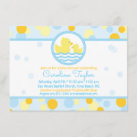 Ducky Baby Shower-inbjudan blått och Gult