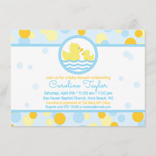 Ducky Baby Shower-inbjudan blått och Gult Inbjudningar