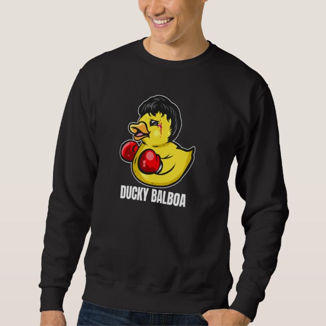 Ducky Balboa Funny Rubber Anka Boxer & Fighter Pul Lång Ärmad Tröja (Framsida)