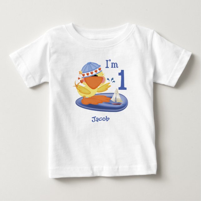 Ducky Boy 1st Birthday Baby T-Shirt (Framsida)