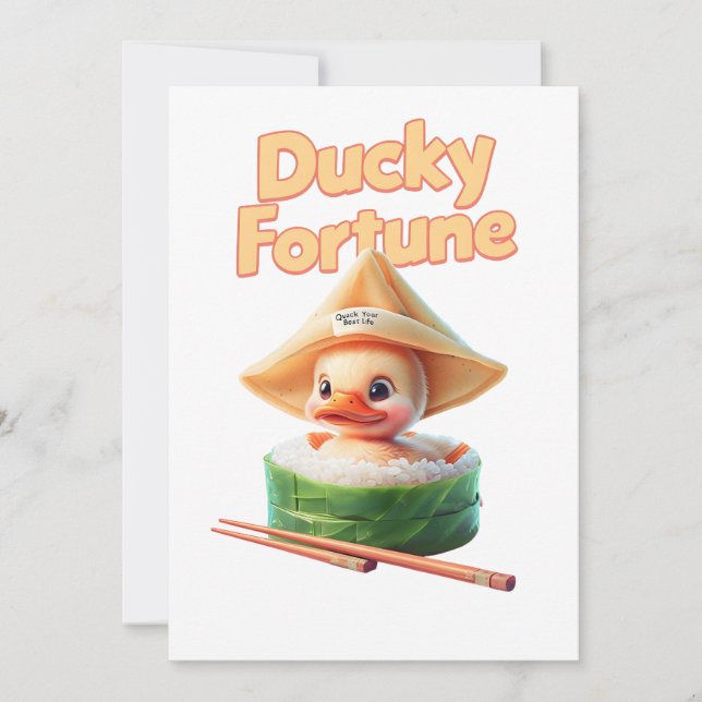"Ducky Fortunes" Kawaii Duckling-inbjudan Inbjudningar (Framsida)