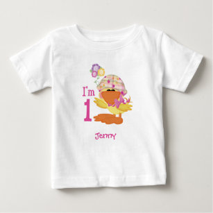 Ducky Girl 1st Birthday Baby Bodykostym T Shirt