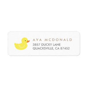 Ducky gummi returadress etikett