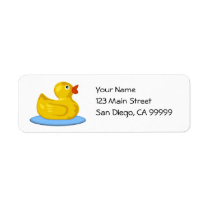Ducky gummi returadress etikett