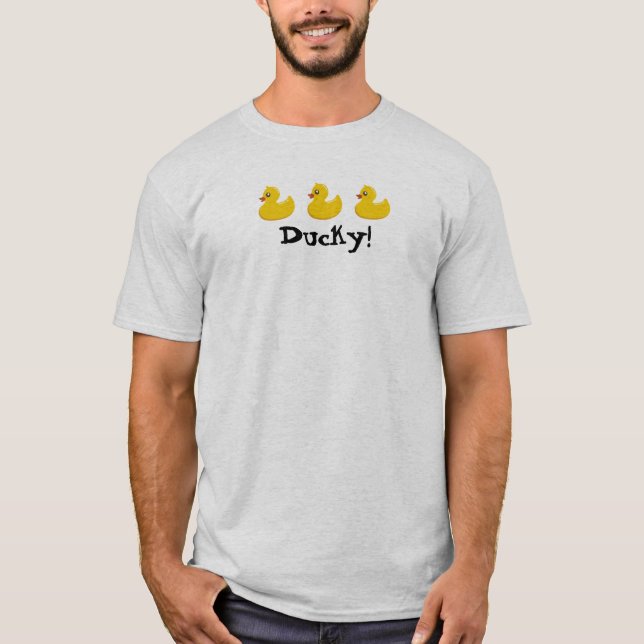 DUCKY med 3 gula gummiankor i en ro Tee (Framsida)