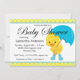 Ducky med Parbrella Baby Shower Inbjudningar