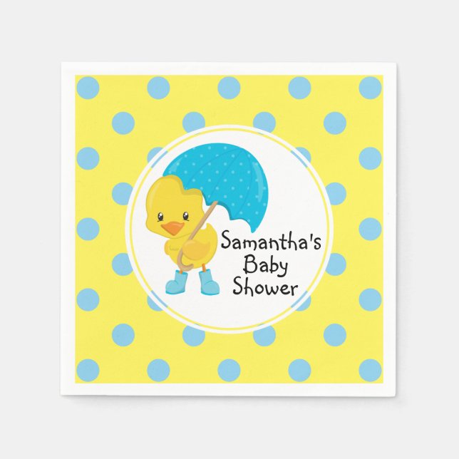 Ducky med Parbrella Baby Shower Pappersservett (Framsidan)