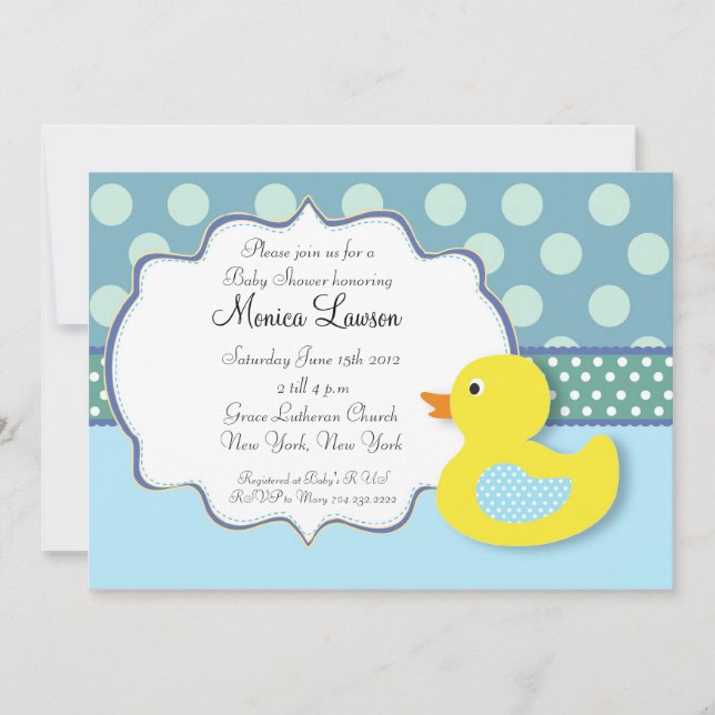 Ducky modern baby showerinbjudan inbjudningar (Framsida)