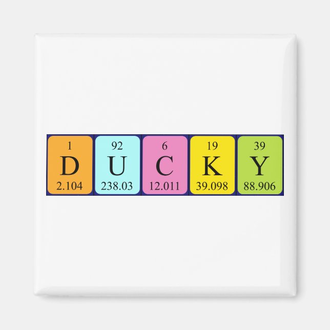 Ducky periodiskt återkommande magnet bord namn (Framsidan)