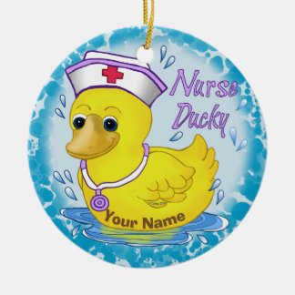 Ducky söt sjuksköterska julgransprydnad keramik