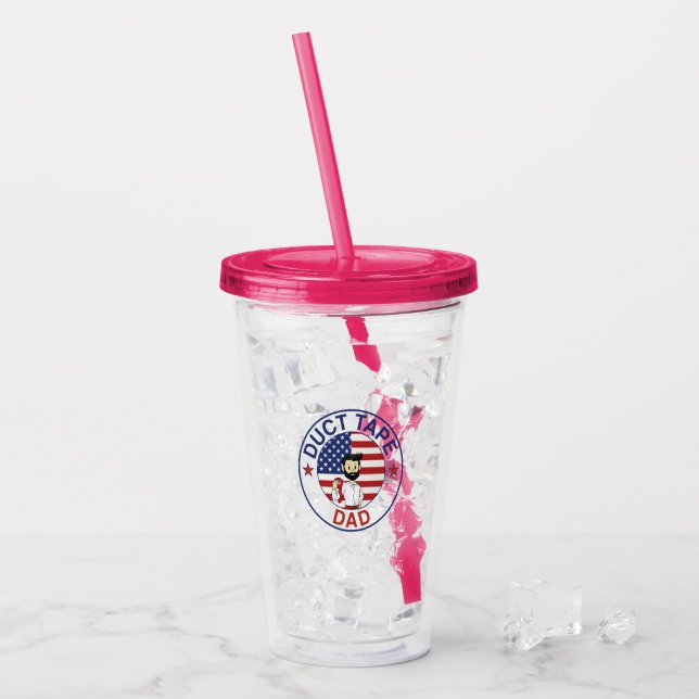 Duct Tape Dad - Acrylic Tumbler Take Away Mugg (Framsida Ice)