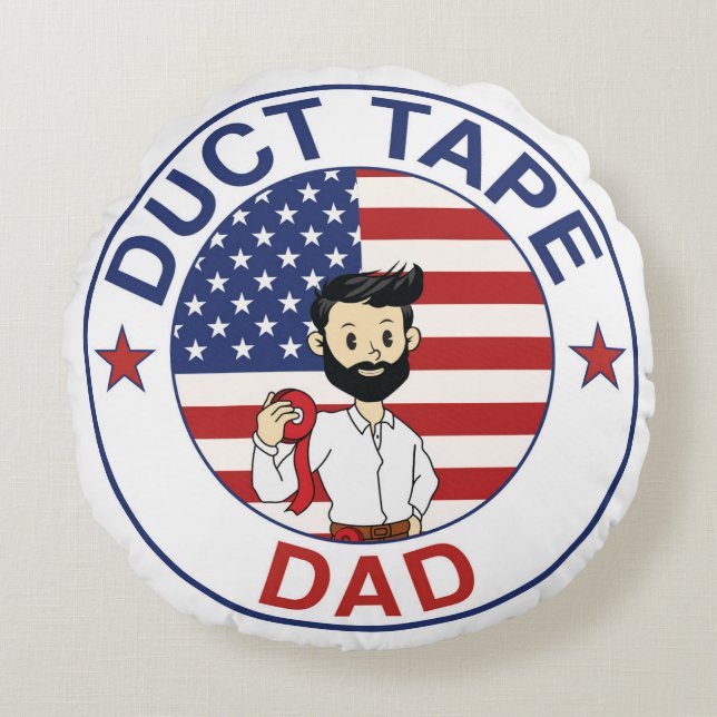 Duct Tape Pappa - Kuddcover Rund Kudde (Framsidan)