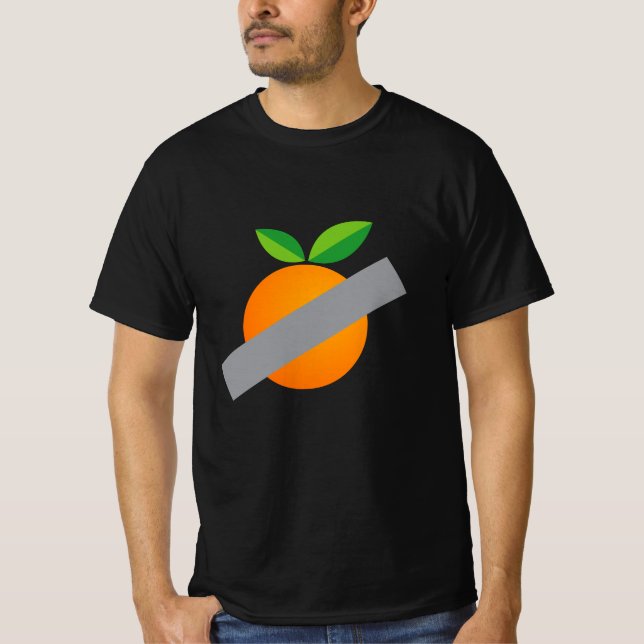 Duct-taped orange comical art t shirt (Framsida)