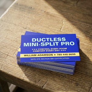 Ductless Mini Split Pro-tjänster VVS-specialist Visitkort