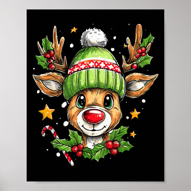 Dude Reindeer Christmas Lights Cozy Reindeer Boy X Poster (Framsidan)