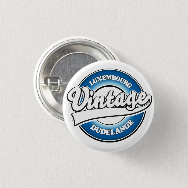 Dudelange luxembourg vintage stil logotyp knapp (Framsida & baksida)