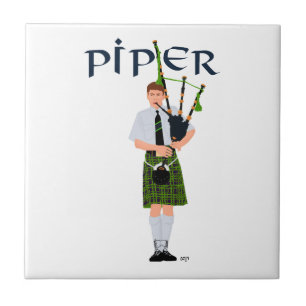 Dudelsackspelarpojken - Grön kilt Kakelplatta