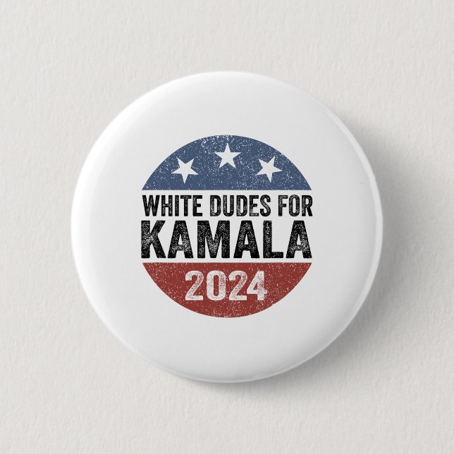 Dudes for Kamala Harris 2024 Retro Button Val Knapp (Framsida)