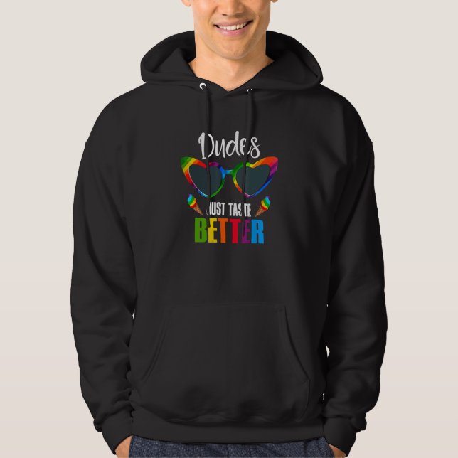 Dudes Just Taste Better  Gay Pride Month LGBT Rain Hoodie (Framsida)