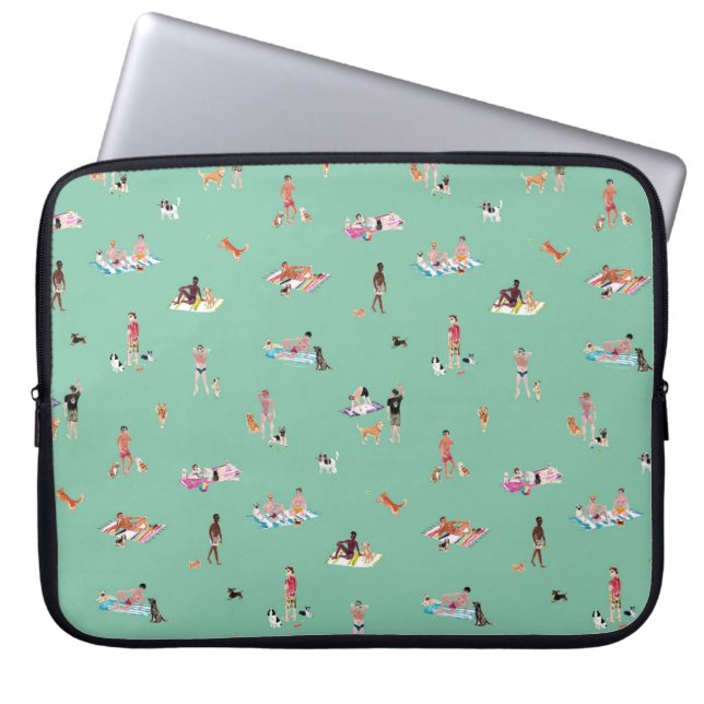 DUDES och HUNDAR STRAND Mint Laptop Fodral (Framsidan)