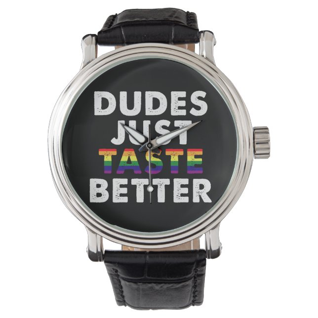 Dudes Taste Better Gay pride Gift Idea Armbandsur (Framsida)