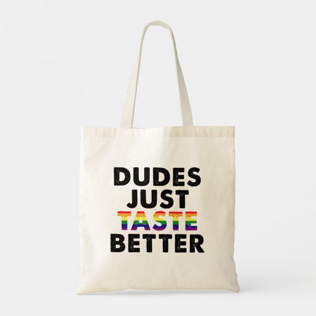 Dudes Taste Better Gay pride Gift Idea Tygkasse (Baksida)