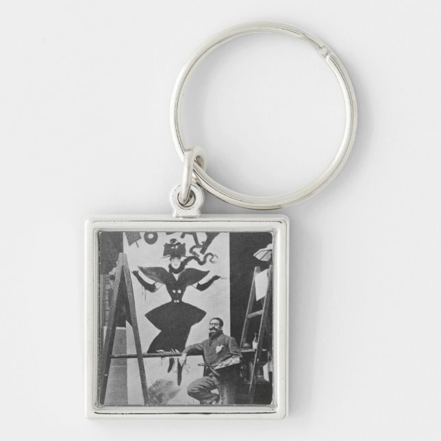 Dudley härdad målning en affisch fyrkantig silverfärgad nyckelring (Framsidan)