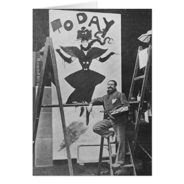 Dudley Hardy målar en poster Hälsningskort (Framsidan)