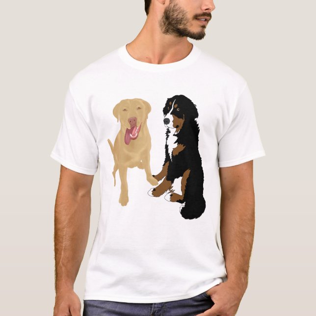 Dudley Labrador och Bernese Mountain Hund   T Shirt (Framsida)