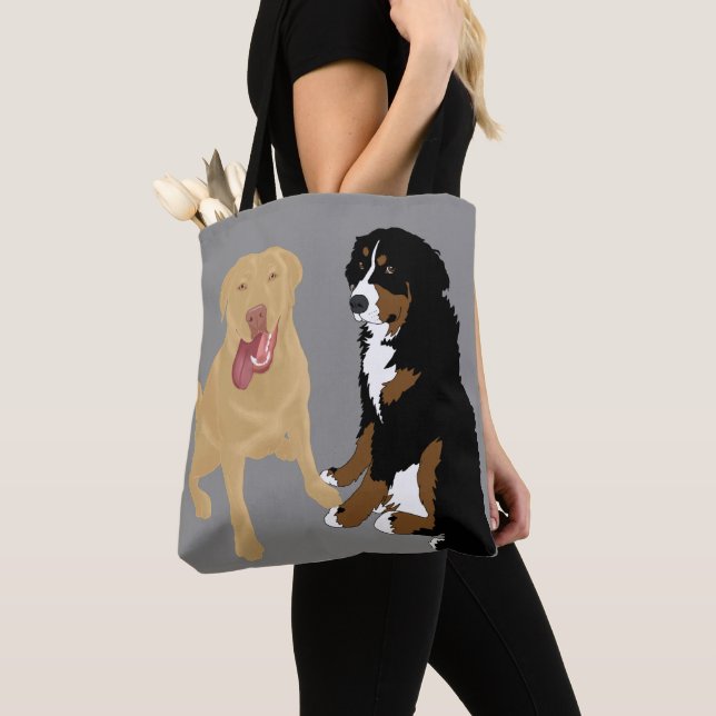 Dudley Labrador och Bernese Mountain Hund Tote Bag Tygkasse (Närbild)