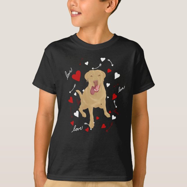 Dudley Labrador Valentines day T Shirt (Framsida)