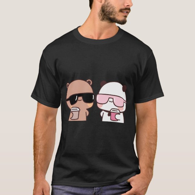 Dudu Bear och Bubu Panda som har kaffet Togetherâ  T Shirt (Framsida)