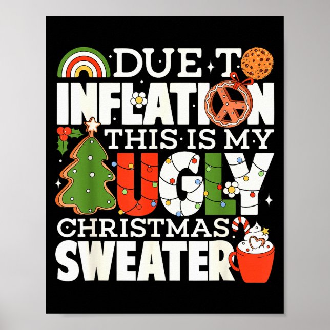 Due To Inflation Funny Christmas Ugly Sweater Wome Poster (Framsidan)