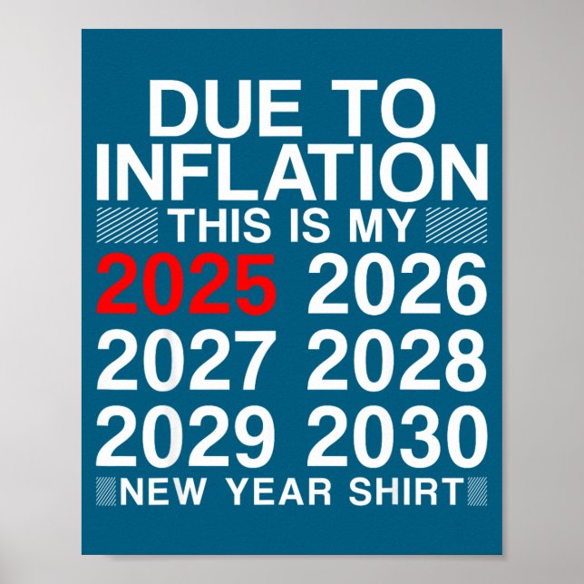 Due To Inflation Funny New Year 2026 Tee Men Women Poster (Framsidan)